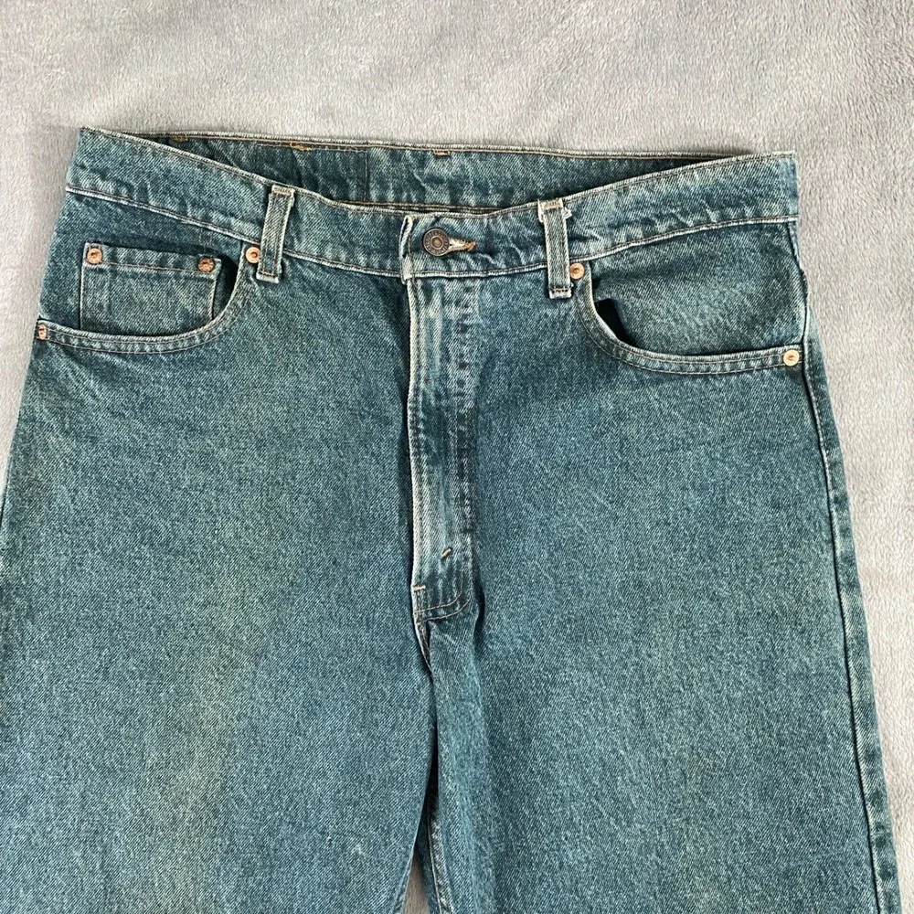 Vintage Levis 550 Jeans Mens 36x32 Green 90s Relaxed Fit Tapered Leg Made in USA